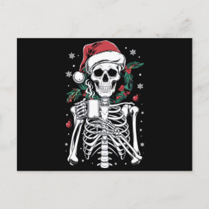 Dead Inside Skeleton Christmas Coffee Lover Gift  Postcard
