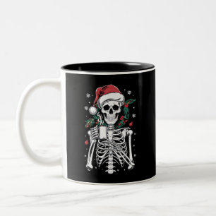Dead Inside Skeleton Christmas Coffee Lover Gift  Two-Tone Coffee Mug