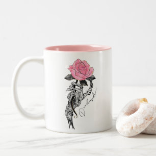 Dead Inside Skeleton Rose  Two-Tone Coffee Mug