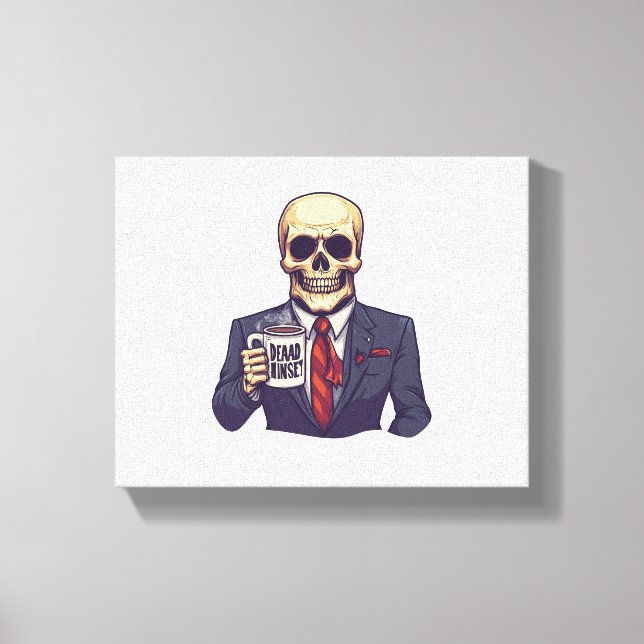 Dead Inside Skull – Funny Workday Skeleton Canvas Print (Front)