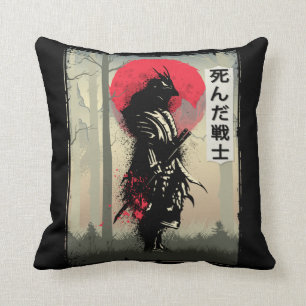 Dead Japanese Samurai Warrior Japan Swordsman Throw Pillow