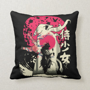 Dead Japanese Samurai Warrior Japan  Swordsman Throw Pillow