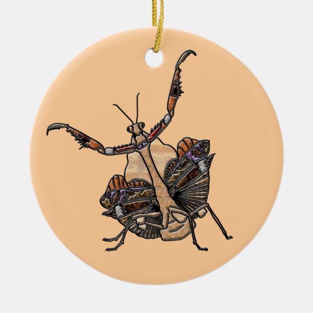 Dead Leaf Mantis Ceramic Ornament (Front)