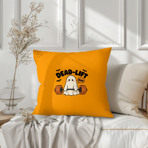 Dead-Lift Boo Ghost Fitness Design Throw Pillow