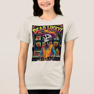 Dead Lucky – Neon Skeleton Cowboy Hits the Jackpot Tri-Blend Shirt