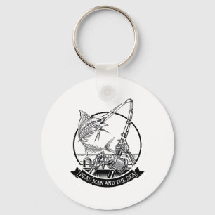Dead Man And The Sea Dead Fish Skeleton Fishing Keychain
