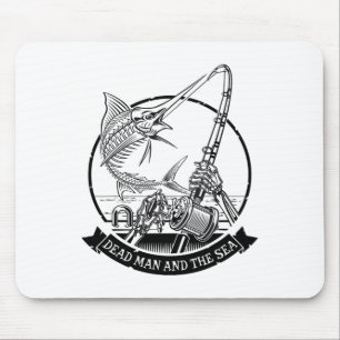 Dead Man And The Sea Dead Fish Skeleton Fishing Mouse Pad