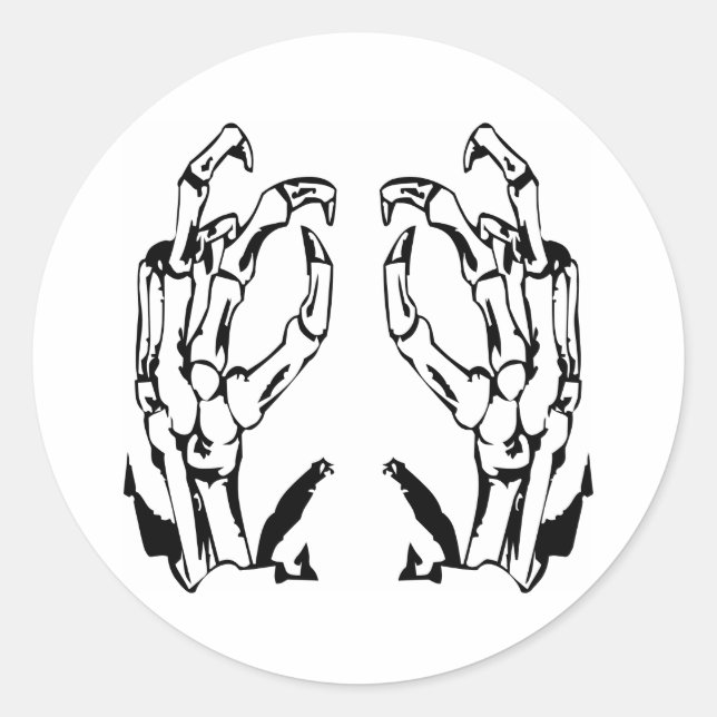 Dead Man Skeleton Hands Classic Round Sticker (Front)