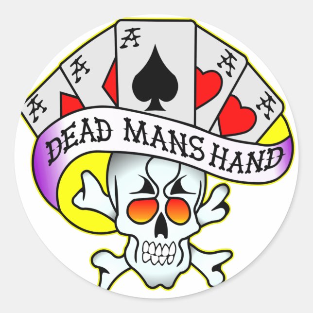 Dead Mans Hand Old School Tattoo Classic Round Sticker (Front)