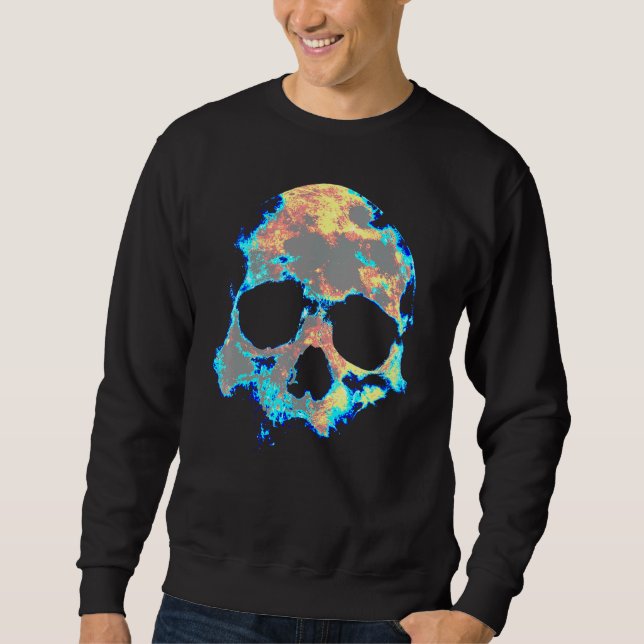 Dead Mans Skull Death Skeleton Head Bones Cool Sku Sweatshirt (Front)