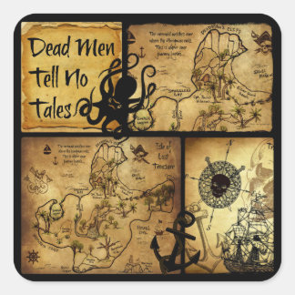 Dead Men Tell No Tales Treasure Map Square Sticker