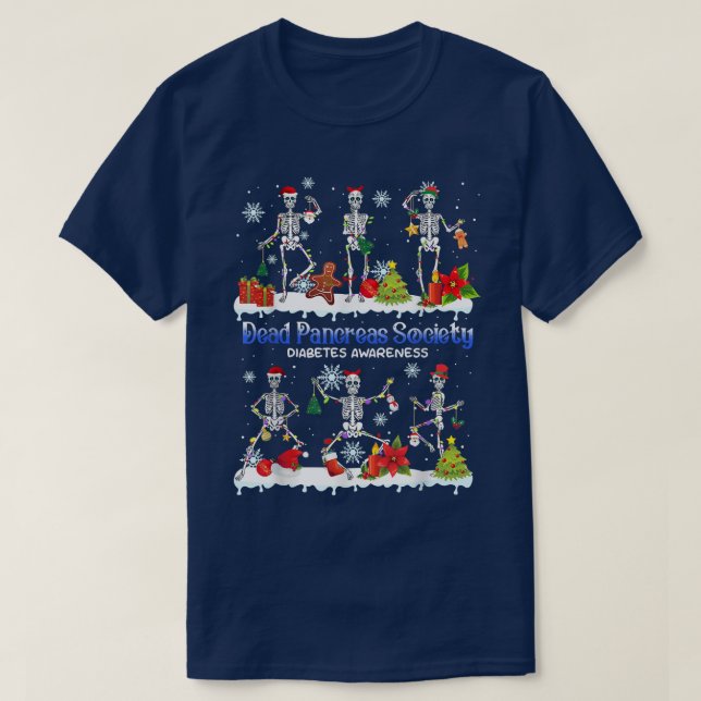 Dead Pancreas Diabetes Awareness Dancing Skeleton  T-Shirt (Design Front)