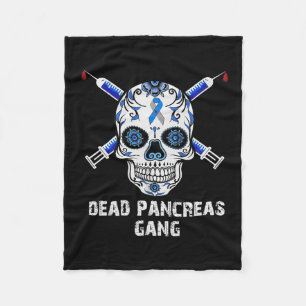 Dead Pancreas Gang Skull Diabetes Awareness  Fleece Blanket