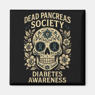 Dead Pancreas Society - Sugar Skull Ribbon Design Magnet
