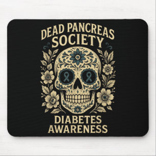 Dead Pancreas Society - Sugar Skull Ribbon Design  Mouse Pad