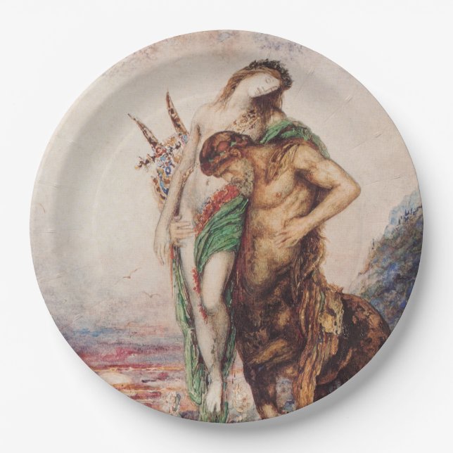 Dead Poet Being Carried by a Centaur (Sunset) Paper Plate (Front)