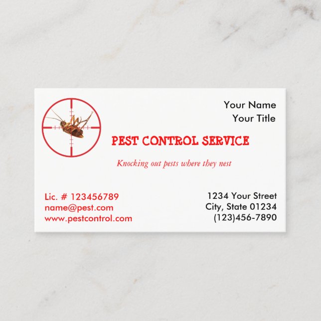 Dead Roach Pest Service 1 Sided Business Card v2 (Front)