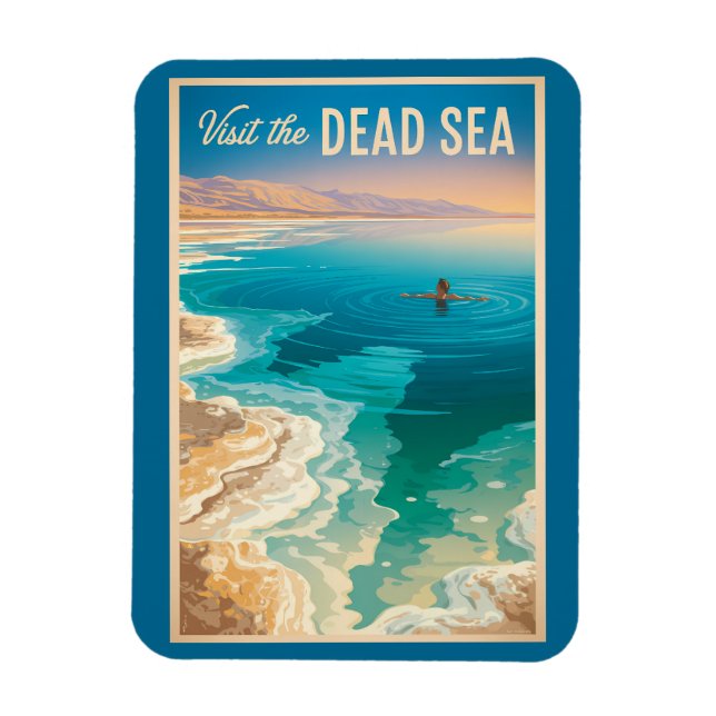 Dead Sea Illustration Travel Art Vintage Magnet (Vertical)