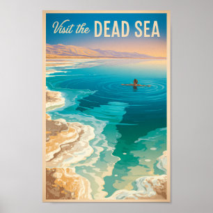 Dead Sea Illustration Travel Art Vintage Poster