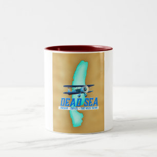 Dead Sea Travel Poster Two-Tone Coffee Mug