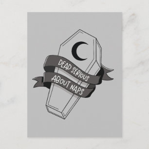 Dead Serious About Naps Coffin Postcard