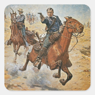 Dead Sure: a U.S. Cavalry trooper in the 1870s (co Square Sticker