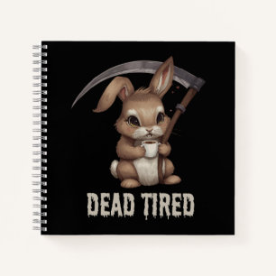 Dead Tired Cute Bunny Grim Reaper Coffee Notebook