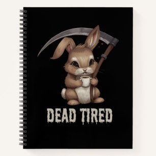 Dead Tired Cute Bunny Grim Reaper Coffee Notebook
