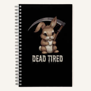 Dead Tired Cute Bunny Grim Reaper Coffee Notebook