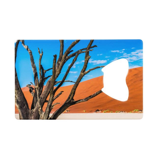 Dead tree in Deadvlei, Namibia Credit Card Bottle Opener (Back Horizontal)