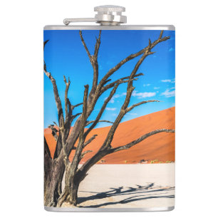 Dead tree in Deadvlei, Namibia Hip Flask