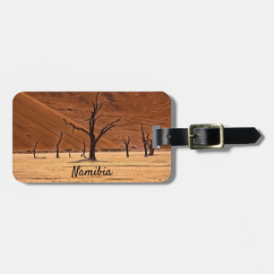 Dead Vlei Namibia landscape photo with text Luggage Tag