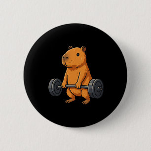 Deadlift Capybara Funny Fitness Capy Lover Gym Men 2 Inch Round Button