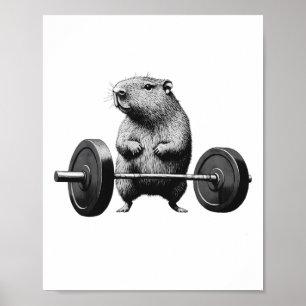 Deadlift Capybara Funny Fitness Rodent Lover Worko Poster