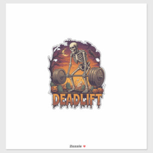 Deadlift Skeleton Barbell Halloween Pumpkins Grave