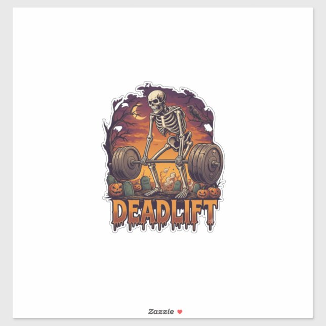 Deadlift Skeleton Barbell Halloween Pumpkins Grave (Sheet)