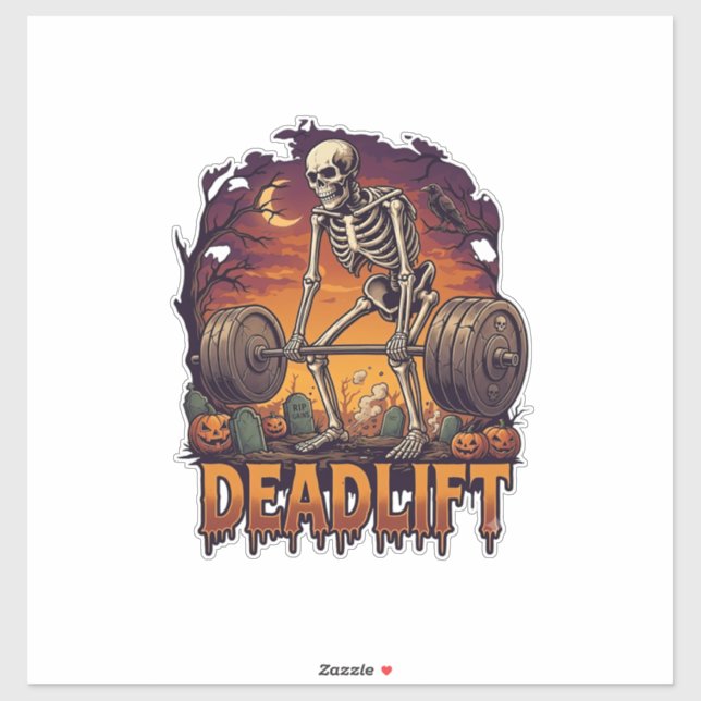 Deadlift Skeleton Barbell Halloween Pumpkins Grave (Sheet)