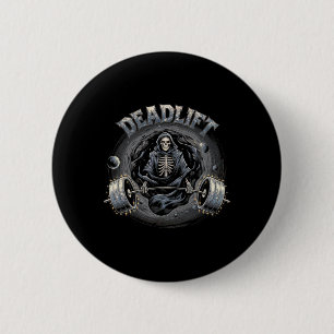 Deadlift Skeleton Gift Fitness Goth Tarot Card Gym 2 Inch Round Button