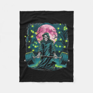 Deadlift Skeleton Gift Fitness Goth Tarot Card Gym Fleece Blanket