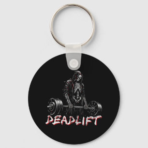 Deadlift Skeleton Halloween Gym Jokes Weightliftin Keychain
