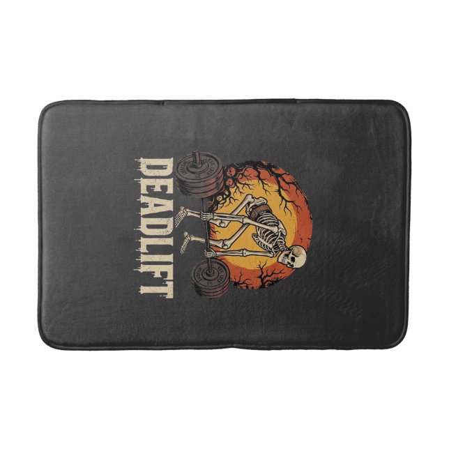 Deadlift Skeleton Halloween Gym Workout Design Bath Mat (Front)