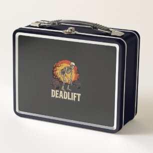 Deadlift Skeleton Halloween Gym Workout Design Metal Lunch Box