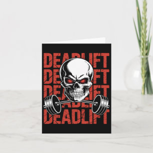 Deadlift Skull Skeleton Workout Powerlifting Gym L Card