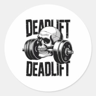 Deadlift Skull Skeleton Workout Powerlifting Gym L Classic Round Sticker