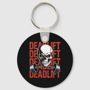 Deadlift Skull Skeleton Workout Powerlifting Gym L Keychain