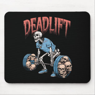 Deadlift Skull Skeleton Workout Powerlifting Gym L Mouse Pad