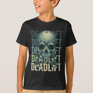 Deadlift Skull Skeleton Workout Powerlifting Gym L T-Shirt