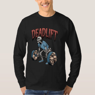 Deadlift Skull Skeleton Workout Powerlifting Gym L T-Shirt