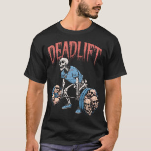 Deadlift Skull Skeleton Workout Powerlifting Gym L T-Shirt