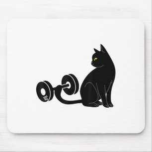 Deadlifting Cat Workout Gym Fitness Exercise Weigh Mouse Pad